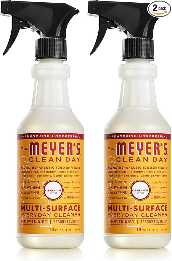 Mrs. MEYER'S CLEAN DAY Multi-Surface Everyday Cleaner,Clementine Scent,16 Fl Oz Bottle,(Pack of 2)