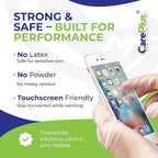 CARE PLUS Latex-Free Vinyl Gloves Clear Medium Size 100 Count | Heavy Duty, Non-Sterile, Powder-Free, Rubber | Food Prep, Kitchen & Cleaning Gloves, Ideal for Professional Use
