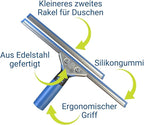 Professional Squeegee - Premium Quality Silicone Rubber Blades with Ergonomic Handle for Streak-Free Cleaning - Perfect for Windows, Shower Doors, and Railings