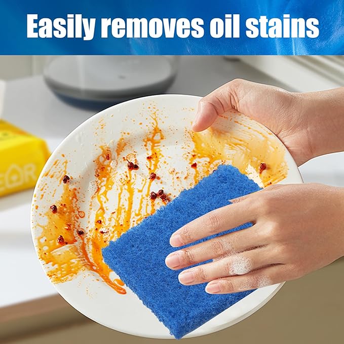 40 Pcs Heavy Duty Scour Pads,Scouring Pads,4 x 5.95 inch Scrubbing Pads for Metal Grills & Kitchen Scrubbers,Non-Scratch Reusable Dish Scrubbing Pads for Kitchen Dishes Sink Bathtub(Blue)