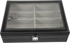 8-Slot Sunglasses Organizer Storage Box with Soft Gray Interior, Hard Eyeglass Display Case for Home and Travel Eyewear Storage