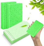 12 - Pack Non-Scratch Scrub Sponges - Sponges for Dishes and Washing Dishes, Cleaning Sponges for Kitchen Home Bathroom Cars, Funny Cut-Outs DIY for Kids (Green)