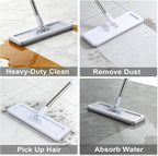 Mop and Bucket Set, 50" Flat Mop and Bucket System for Floor Cleaning, Separate Dirty and Clean Water, 4 Microfiber Pads Included, Wet and Dry Use, for Cleaning All Floor Types and Windows