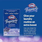 Clorox Fraganzia Fabric Softener Dryer Sheets, Wrinkle Reducing and Anti Static Laundry Dryer Sheets for Great Smelling Clothes, Softens Fabrics, Lavender with Eucalyptus Scent, 105 Count - 2 Pack