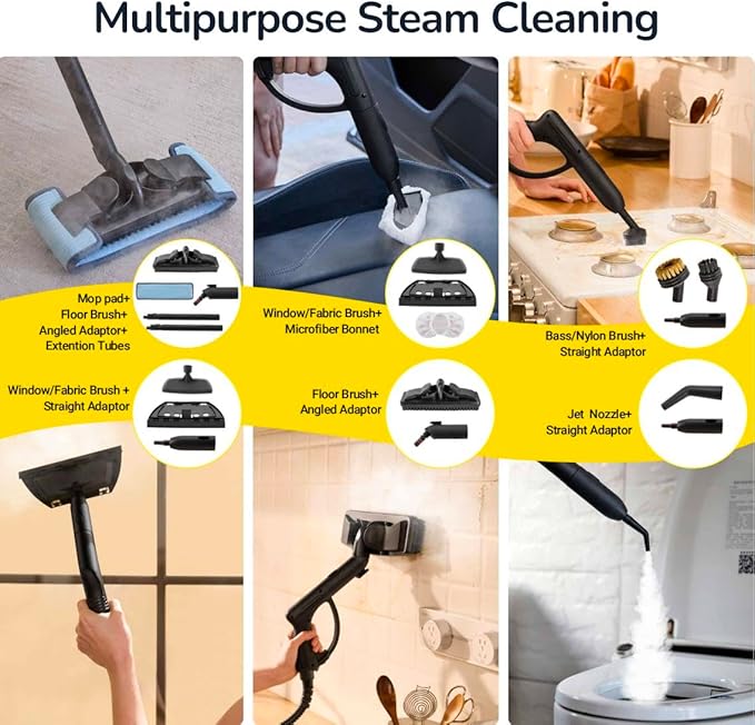 Heavy Duty Steam Cleaner with 2L Large Water Tank, 28-in-1 Multipurpose steam cleaner for home, High Temperature Deep Cleaning for Grout, Floor, Tile, Oven, Car, Window&Kitchen，no chemical