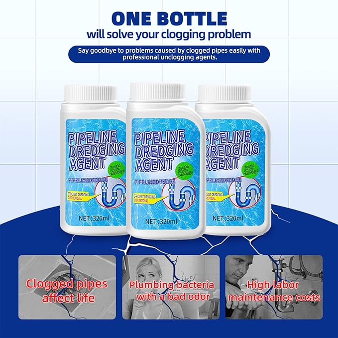 3pcs Drain Clog Remover, Pipeline Dredging Agent, Powerful Quick Cleaning Drain Toilet Cleaner Tool, Unclog Toilet Clog And Kitchen Sink Pipe Unblocker Powder