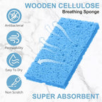 Zhengmy 100 Pieces Sponges Bulk Sponges Kitchen Compressed Sponge Natural Dish Sponge Compressed Wood Pulp Cleaning Without Scratching for Kitchen Bathroom, 3.9 x 2.4 x 0.12 Inch (Blue)