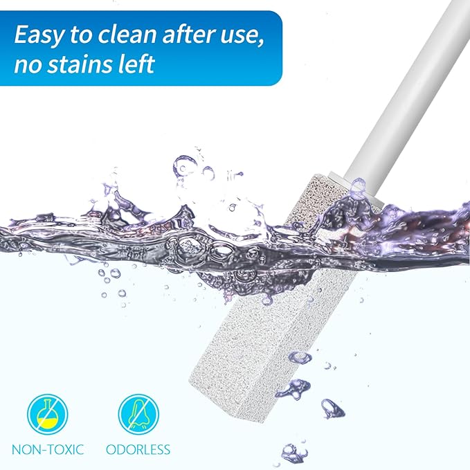 4TH Pumice Stone Toilet Bowl Cleaning,Pumice Stick with Long Handle, Ideal for Removing Hard Water Rings and Stains, Eco-Friendly and Scratch-Resistant-6Pack