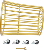 Household Storage Basket, 360° Rolling Movable Laundry Basket,Floor-Standing White Multi-layer Clothes Organizer for Kitchen,living Room and Bathroom (Metal Gold)