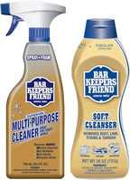 Bar Keepers Friend Soft Cleanser (26 oz) MORE Spray + Foam (25.4 oz) Multipurpose Cleaner Bundle, Stain & Rust Remover for Multi Surface Bathroom, Kitchen & Outdoor Cleaning