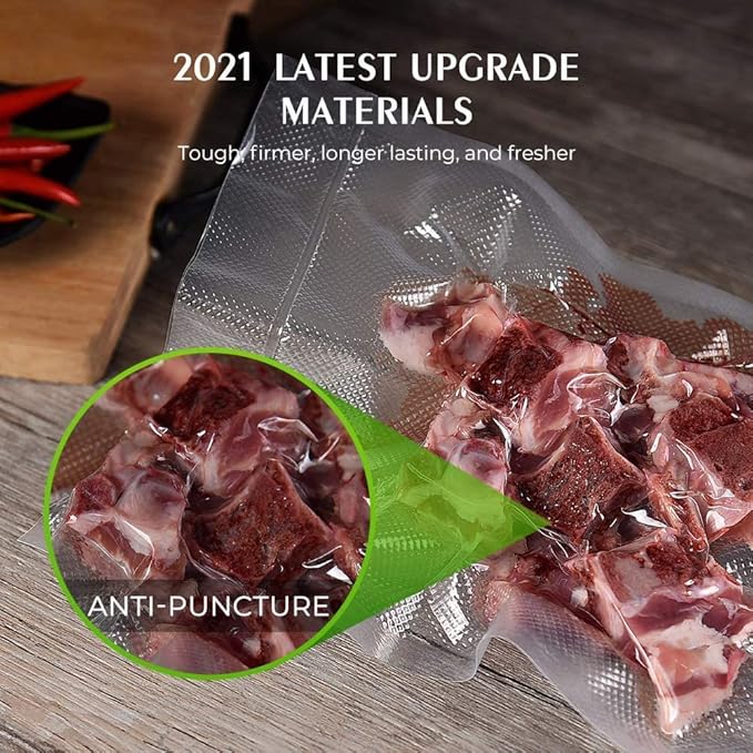 Vacuum Sealer Bags For Food - 100 Quart 6" x 10" - Commercial Grade BPA Free Bag - Durable Customized Size Food Vac Bags for Storage and Sous Vide Cooking - Puncture Prevention