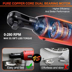 3/8" Cordless Electric Ratchet Wrench Set, 40 Ft-Lbs 16.8V Battery Power Ratchet Tool Kit with Variable Speed Trigger, 2 Packs 2.0Ah Battery, Charger, 7 Sockets