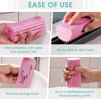 4 Pack Damp Dusting Sponge Duster, Dust Cleaning Sponge, Reusable Household Cleaning Sponge Tool for Blinds, floorboards, Fan Blades, Vents, Glass, Railings, Mirrors(Pink,Green,Yellow,Blue)