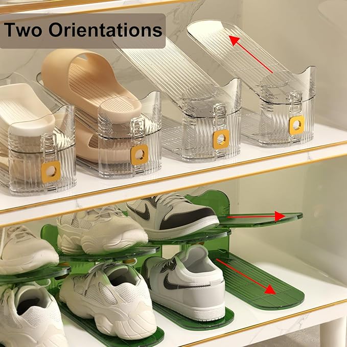 Copidrum 12Pack Shoe Slots Organizer for Closet Shoe Stacker Shoe Rack Organizer for Closet Space Saver Storage Shoe Holder Organization (Clear)