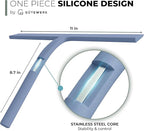 GÜTEWERK Silicone Shower Squeegee for Glass Doors & Mirrors with Stainless Steel Core, Streak-Free & No-Squeak Window Cleaning, 3-in-1 No-Drill Mount (Hook/Suction/Adhesive),Blue, 11 Inches