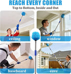 Cobweb Duster with Extension Pole - 10 FT Lightweight Stainless Steel Extendable Duster Ceiling Fan Duster for High Ceilings, Medium Stiff PET Bristle Spider Web Brush for Indoor/Outdoor Cleaning
