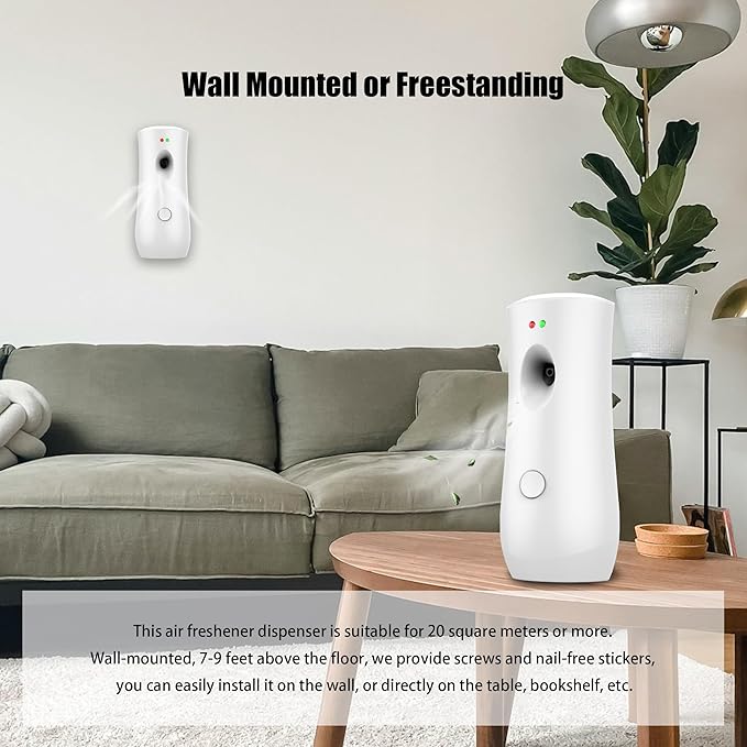 (4-Pack) Auto Air Freshener Spray Dispenser Free Stand or Wall Mounted Automatic Aerosol Aroma Machines are Widely Used in Hotels, Bedrooms, Airports, Bathrooms, Offices, Commercial Places (White 003)