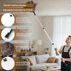 Extendable Ostrich Feather Duster up to 25-49 inches Fluffy Feathers Long Handle Reusable for Cleaning Ceiling Fan Pendant lamp Feather Duster 1pcs