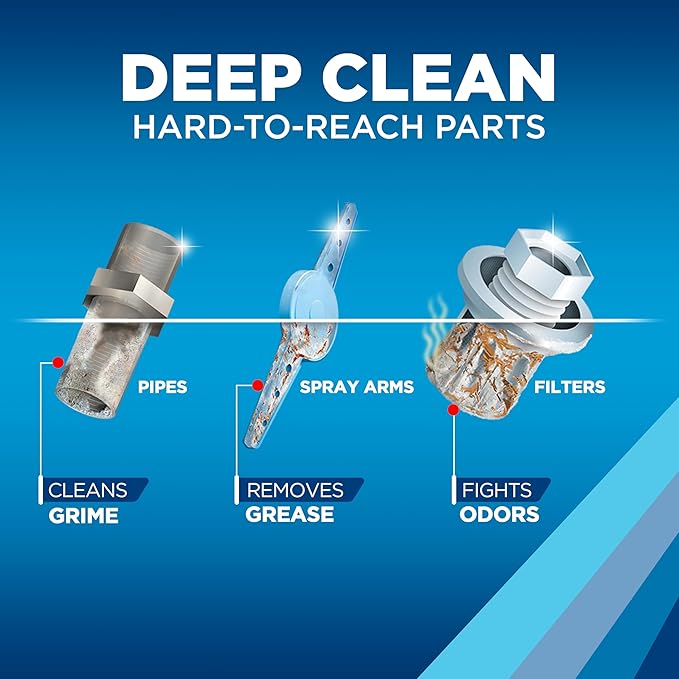 Finish Dishwasher Cleaner Tablets, Deep Cleans Hidden Grease & Grime, Fights Odors, No Extra Wash Cycle, Helps Maintain Dishwasher, 4 Month Supply, 4 Count