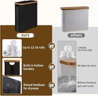 Toilet Paper Storage Basket with Lid - The Ultimate Bathroom Organizer, Free Standing Toilet Paper Holder for Up to 12 Mega Rolls, Toilet Tissue Storage Bin with Handle for RV Closet, Black