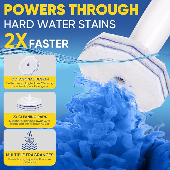 150Ct Aromative Toilet Brush Refills, Toilet Bowl Cleaner Refills, Double-Layer Cleaning Pads Added, Disposable Refill Heads for Toilet Bowl Cleaner Wands, Bulk （Patented）