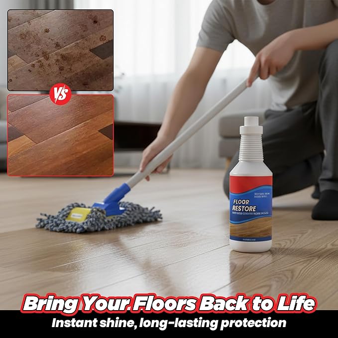 Floor Restore for Wood Floors: Floor Clean Restorer & Polish for Tile, Shine Wood, Laminate, Vinyl, Bamboo - Quick-Drying Flooring Protection Agent (5, 150 ml)