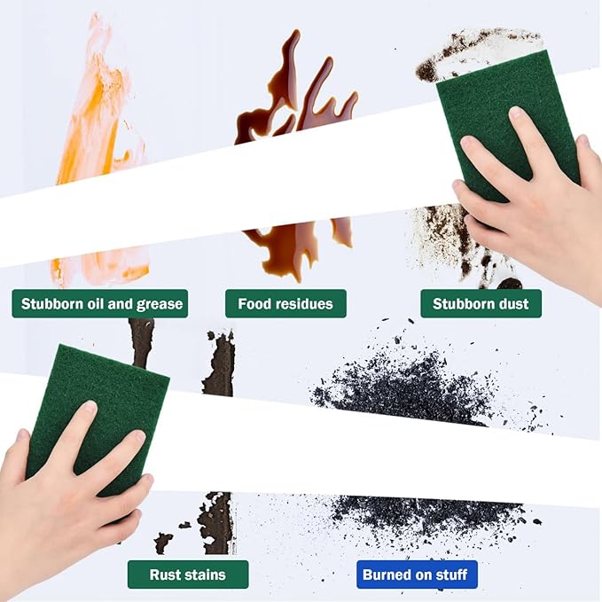 YoleShy 40 Pcs Scouring Pad, Dish Scrubber Scouring Pads,4 x 6 inch Green Reusable Household Scrub Pads for Dishes, Kitchen Scrubbers & Metal Grills