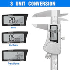 Digital Caliper, Adoric Caliper Measuring Tool 0-6" Stainless Steel Vernier Caliper Digital Micrometer with Large LCD Screen, Easy Switch from Inch Metric Fraction, 6" Caliper Tool for DIY/Household