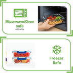 10 Pack Borosilicate Glass Meal Prep Containers with Locking Lids, Glass Food Storage Containers Set, Airtight Lunch Bento Boxes, BPA-Free & Leak Proof, 36oz & 14oz, Freezer, Oven Safe-Deep Blue