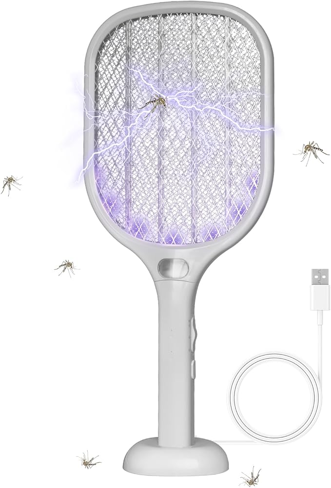 Lulant Electric Fly Swatter Rechargeable, Electric Bug Zapper Racket with Light, Mosquito Swatter, 3000V Detachable Dual Modes Fly Zapper, Mosquito Killer for Indoor Outdoor (1Pack)