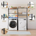 Golpart Over Washer and Dryer Shelves,Heavy Duty Laundry Room Storage Organization Clothes Drying Rack,5 Tier Adjustable Height Wire Shelving and Wire Basket with Hanger Rod&Hook,Space Saving Shelf | Heavy Duty, Clothes Drying Rack, Adjustable Height, ...