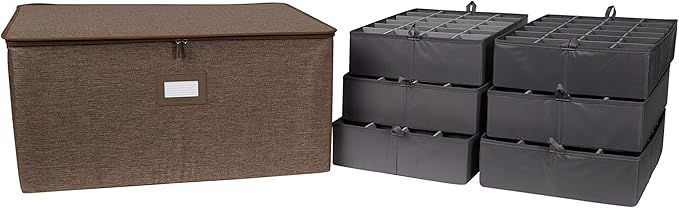 Covermates Keepsakes - Adjustable Zip-Top Storage Box - Configurable FlexGrid Compartments - Heavy Duty Polyester- Reinforced Handles - Stackable Design - Indoor Storage, Brown Heather
