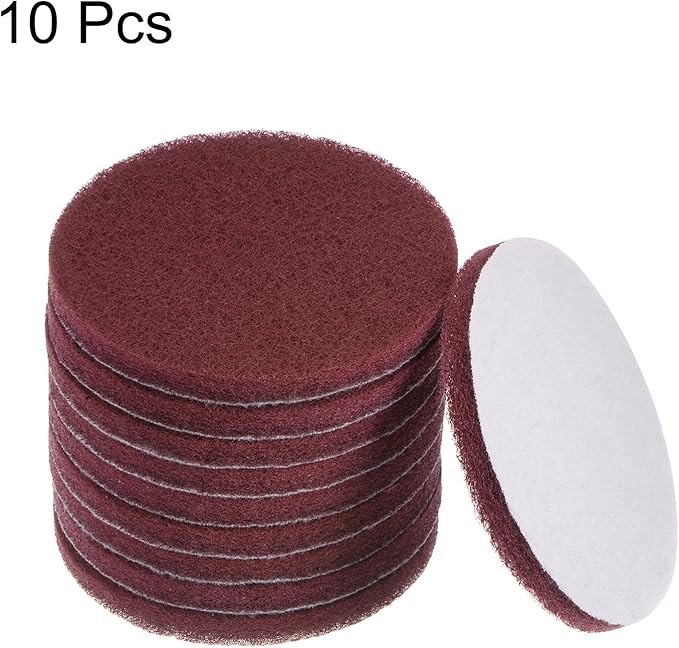 HARFINGTON 10pcs Drill Power Brush 5 inch Tile Scrubber Scouring Pads 320-400 Grit for Bathroom Kitchen Household Cleaning