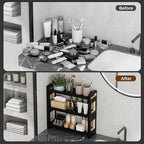 Bathroom Counter Organizer,Bathroom Counter Shelf,Bathroom Organizers,Under Sink Organizer,Cologne Organizer For Men,Cologne Cabinet,Spice Rack Organizer for Cabinet,Gifts(Black 3 Tier)