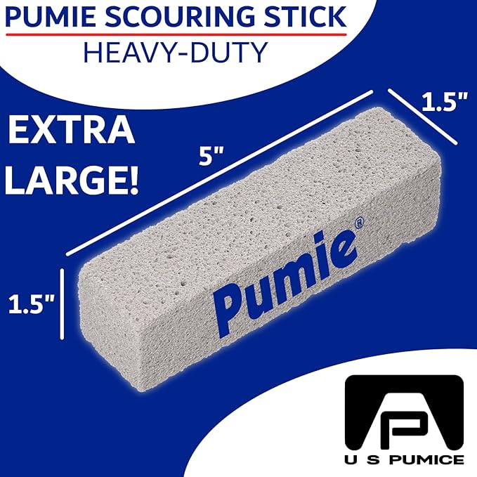 PUMIE Extra Large Pumice Scouring Stick, 2x Larger Than Regular Stick, Heavy Duty Pumice Cleaning Stone for Tough Kitchen Stains, Toilet Bowls & Rings, Extra Large Pumice Cleaning Bar for Rust & Paint