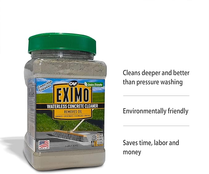 CAF Outdoor Cleaning EXIMO® Waterless Concrete Cleaner for Driveway, Garage, Basement, and Walkway Surfaces (3 lbs)