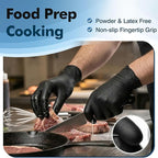 Fixwal Gloves for Cooking Food Prep, Black Disposable Nitrile Gloves, 4 Mil, 120 Count, Cleaning Service Gloves, Latex Free, Powder Free