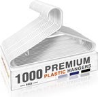 HOUSE DAY 1000 Pack Plastic Clothes Hangers, Commercial Bulk Shipment for Business, Sturdy Durable Lightweight Hanger White Ideal for Retail Dry Cleaners Warehouses, Save Cost & Warehouse Space