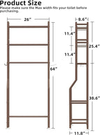 Livilord 3-Tier Over The Toilet Storage, Freestanding Metal Bathroom Shelves with 4 Hooks, Over Toilet Storage Shelf with Paper Holder, Above The Toilet Shelf for Bathroom Storage, Bronze