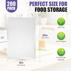 CAREGY Vacuum Sealer Bags 200 Pint 6" x 10" with BPA Free for Food Storage Meal Prep or Sous Vide