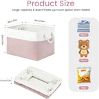 Large Storage Baskets- 15x11x10 inch Storage Bins for Shelves and Closet Organizing, Foldable Fabric Bin for Home Organization Clothes and Laundry (1-Pack, White&Pink)