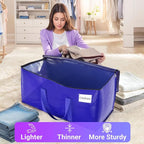 FabSpace Moving Storage Bags, Moving Supplies Packing Boxes for Moving, Camping, College Dorm Room Essentials for Girls, Blue Tote Bags, Heavy-Duty Storage Bins With Lids And Zippers, 93L 2 Pack