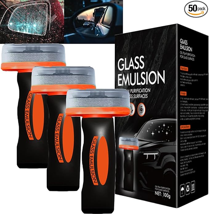 Q4 Glass Guard,Glass Emulsion Cleaner,Glass Handle Oil Film Remover Lotion,Car Windshield Oil Film Remover,Removes Oilfilm & Smudges (3PCS)