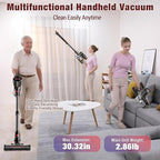 Zyxrona Cordless Vacuum Cleaner, 450W/40Kpa Stick Vacuum with Powerful Suction, 50Min Vacuum Cleaner for Home, Anti-tangle and 1L Dust Cup, 8 in 1 Lightweight Vacuum for Hardwood Floor Carpet Pet Hair