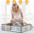 StorageRight Under Bed Storage Bags 10 Pack, 40L Large Clothes & Comforter Storage Containers with Clear Window, Breathable Fabric Organizer for Blankets, Bedding, Seasonal Clothing, White