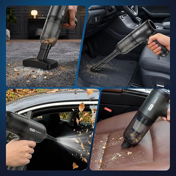 Apical Life Handheld Vacuum Cordless, 12000Pa 75W Mini Vacuum with Blower Function, 24 Mins Runtime, 0.14L Dust Bin, Compact Design with Multi-Accessories for Stairs, Car and Home