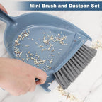 Small Hand Broom with Dustpan Combo Set,Mini Dust Pan and Brush Set with a Scraper Squeegee for Quick Cleanups,3-Piece Wall Mountable Cleaning Tools for Particles,Little Messes,Hair,Crumb