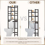 Cozivolife Over The Toilet Storage with 2 Baskets, 4-Tier Bamboo Organizer Rack with Paper Holder & 4 Hooks & Waterproof Feet Pad,Freestanding Shelf for Bathroom(Brown)