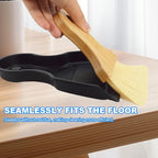 Mini Broom and Dustpan Set Portable Hand Broom with Bamboo Handle Small Crumb Sweeper for Home, Bathroom, Kitchen, Car Interior, Office, Pet Areas (Black)