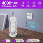 Bug Zapper Outdoor with Colorful Lighting and Auto-Sensing, 3 in 1 Cordless 4000mAh Battery Electric Fly Trap, Rechargeable Mosquito Zapper for Camping, Patios, Garden, Kitchen (2Pack-White)